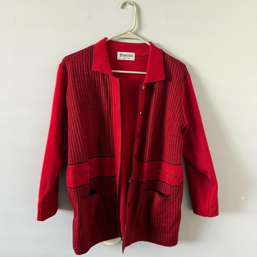 Red Button-Up Cardigan